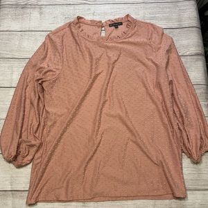 Adrianna Papell Long sleeve Top Womens Pink Polka Dot Pattern Size Large.